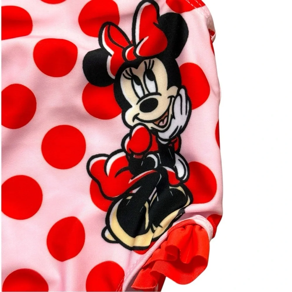 Disney Baby Minnie Mouse Pink & Red Polka Dot One-Piece Swimsuit – Size 3M - Picture 2 of 6
